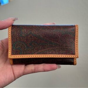 Ultra Rare Etro Multicolor Coated Canvas Leather Paisley Key Holder Case Wallet